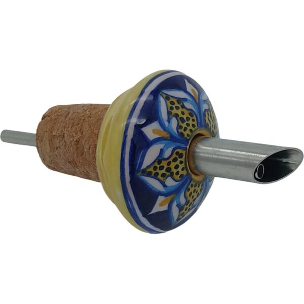 Ceramic bottle top with cork and pourer - C