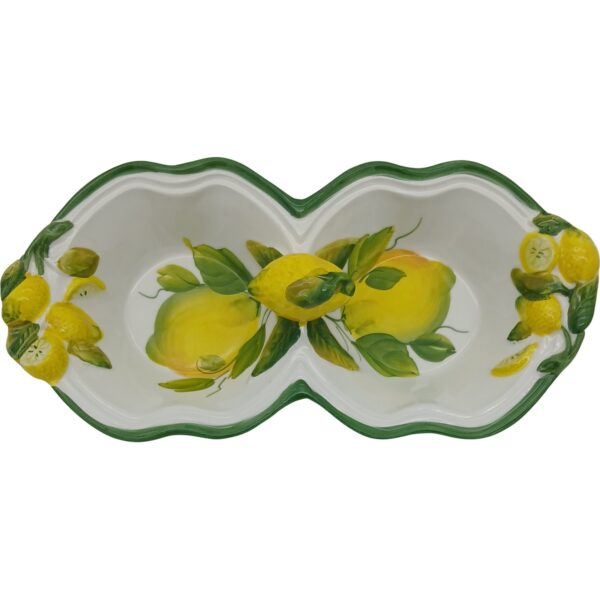 Ceramic dish with 2 compartments Lemon Design 26cm