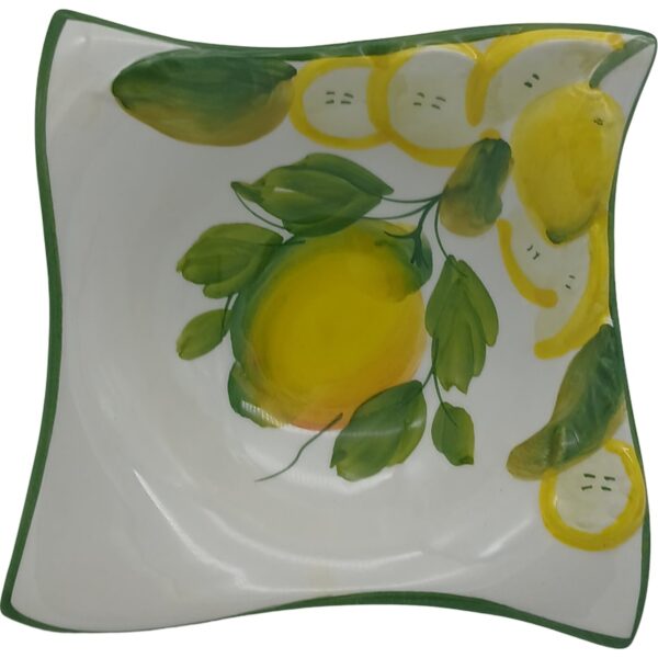 Ceramic square bowl Lemon design 14cm