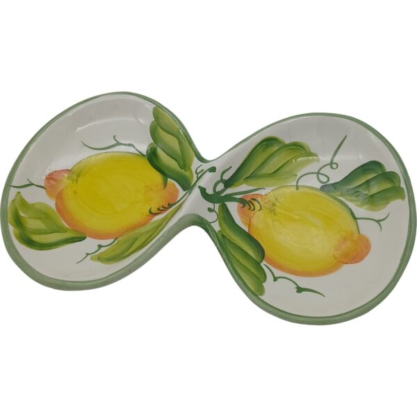 Ceramic dish with 2 compartments Lemon Design 23cm