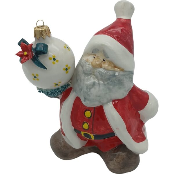 Ceramic Santa Claus with bauble 17cm