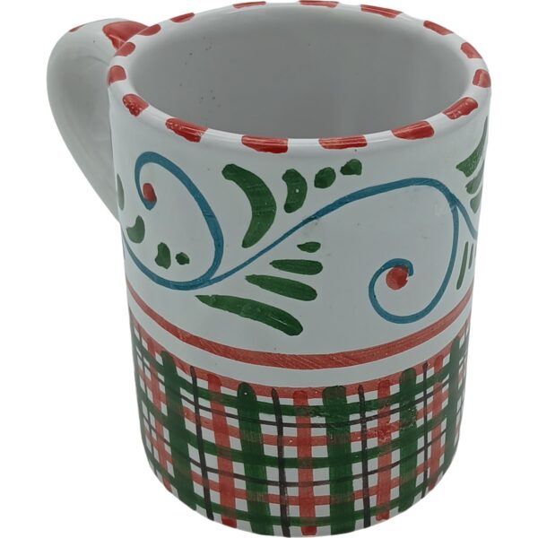 Ceramic mug hand painted 10cm - Christmas Tartan