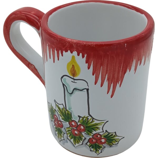 Ceramic mug hand painted 10cm - Christmas Candle