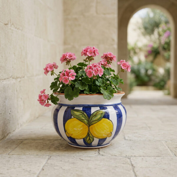 Blue Stripe Lemon Pot