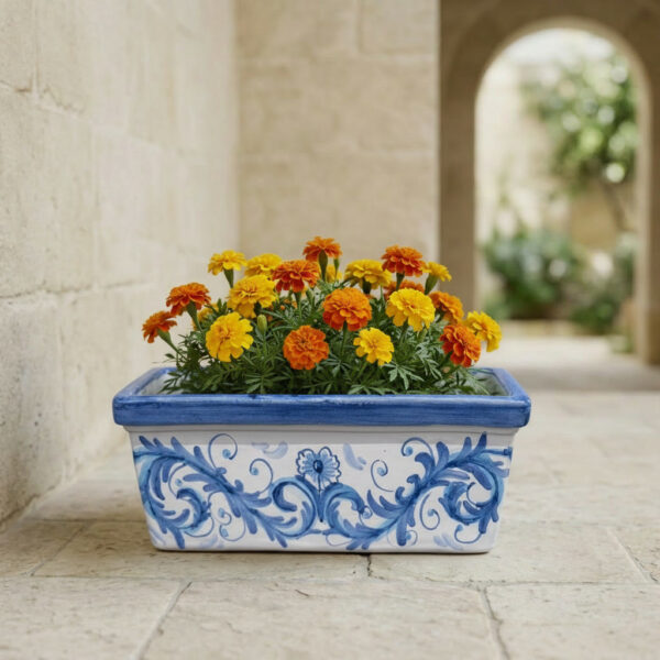 Blue Majolica Window Planter